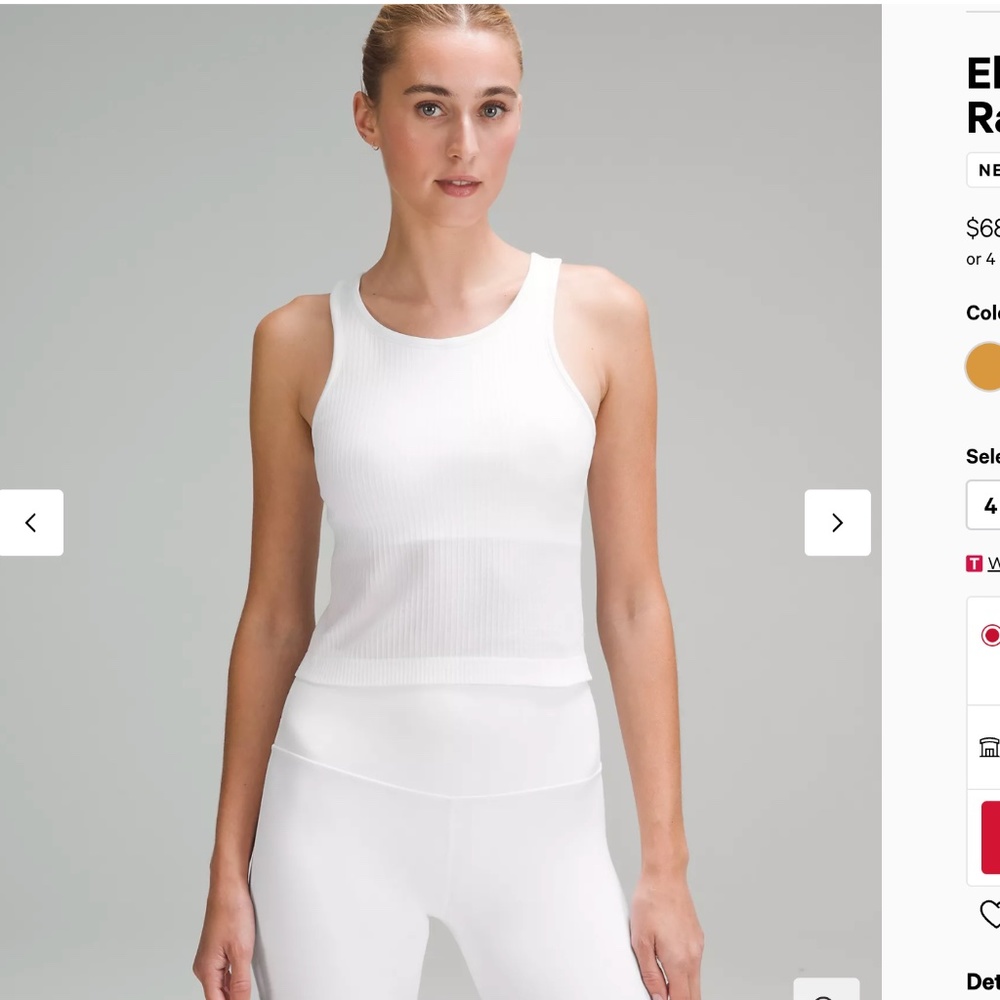 Lululemon Ebb to Street Cropped Racerback Tank Top